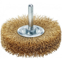 Brosse plate D. 50 mm tige 6 mm épaiss. de fil 0.2 mm laiton 10 mm 15 000 min-¹ 