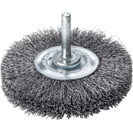 Brosse plate D. 80 mm tige 6 mm épaiss. de fil 0.3 mm acier 19 mm 15 000 min-¹ L 