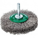 Brosse plate D. 80 mm tige 6 mm épaiss. de fil 0.3 mm acier inoxydable 19 mm 15 