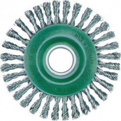Brosse plate D. 115 mm perçage épaiss. de fil 0.5 mm acier inoxydable 6 mm 15 00 
