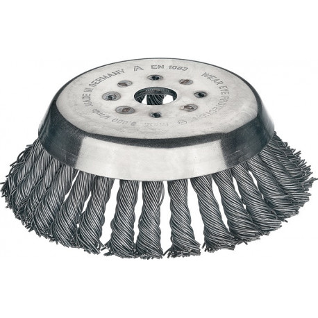 Brosse conique D. 155 mm épaisseur de fil 0.5 mm acier 12 mm perçage 25.4 mm 10 