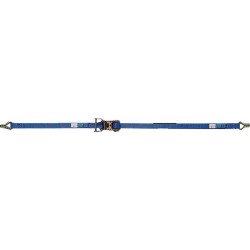 Sangle d'amarrage DIN EN 12195-2 longueur 6 m largeur 25 mm avec rochet + crochets pointu LC U 1000 daN