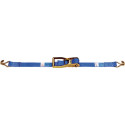Sangle d'amarrage DIN EN 12195-2 longueur 8 m largeur 50 mm avec rochet + crochets pointu LC U 4000 daN
