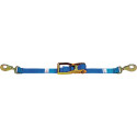 Sangle d'amarrage DIN EN 12195-2 longueur 6 m largeur 50 mm avec rochet + mousqueton LC U 4000 daN