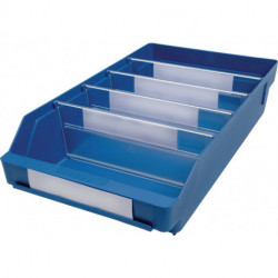 Boîte pour étagère L400xl240xH95mm bleue PP (Par 15)