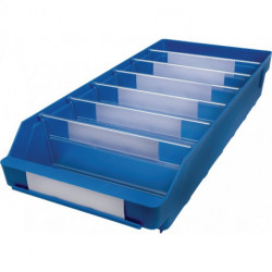 Boîte pour étagère L500xl240xH95mm bleue PP (Par 15)