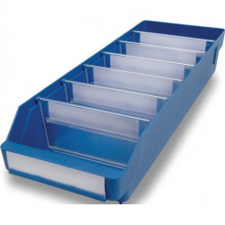 Boîte pour étagère L500xl180xH95mm bleue PP (Par 20)