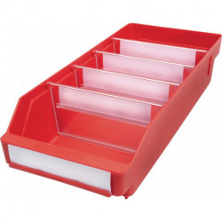 Boîte pour étagère L400xl180xH95mm rouge PP (Par 20)