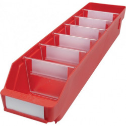 Boîte pour étagère L500xl120xH95mm rouge PP (Par 30)