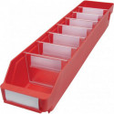 Boîte pour étagère L600xl120xH95mm rouge PP (Par 30)