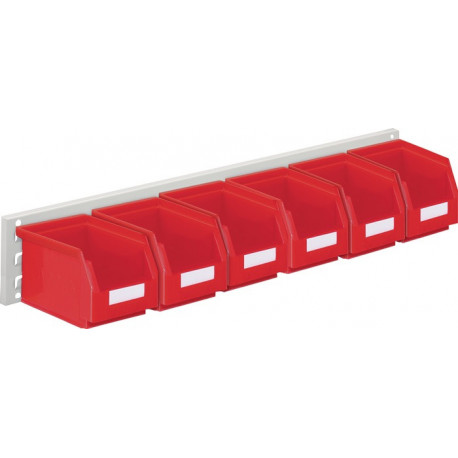 Jeu de boîtes de rangement ouvertes H140xl920xP250mm tôle d'acier/polyéthyl. rev 