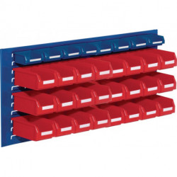 Jeu de boîtes de rangement ouvertes H450xl1000xP250mm tôle acier/polyéthyl. revê 