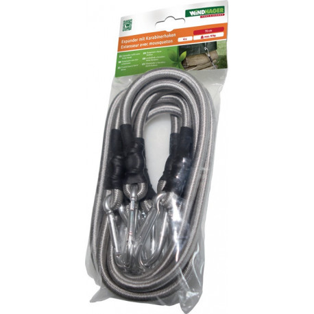 Corde extensible 4 sangle extensibles et 8 mousquetons longueur 70 cm WINDHAGER (Par 8)