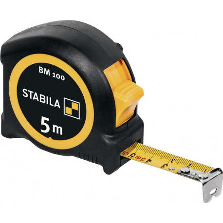 Mètre ruban de poche BM 100 L.5m lar.19mm mm/mm EG II Clip métal ABS/TPE STABILA 