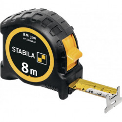 Mètre ruban de poche BM 300 L.8m B.27mm mm/mm EG II PC-ABS/TPE EASY-CLIP STABILA 