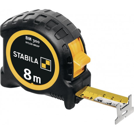 Mètre ruban de poche BM 300 L.8m B.27mm mm/mm EG II PC-ABS/TPE EASY-CLIP STABILA 