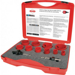 Jeu de scies cloches 12 pièces 19 - 64 mm prof. coupe 38 mm HSS-bi-métal RUKO 