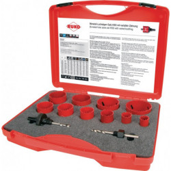 Jeu de scies cloches 12 pièces 22 - 68 mm prof. coupe 38 mm HSS-bi-métal RUKO 