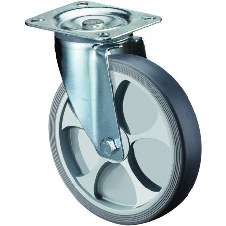Roue pivotante roue-D. Capacité de charge 250 mm Feuille thermoplastique 300 kg L135xl110 mm BS ROLLS 