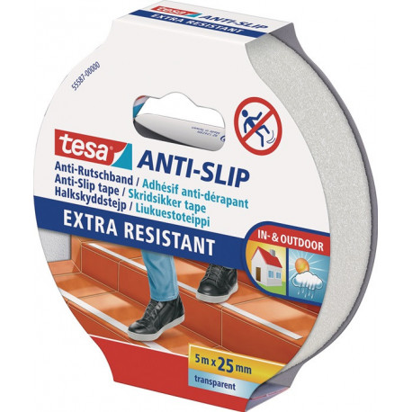 Ruban adhésif antidérapant 55 587 transparent longueur 5 m. largeur 25 mm TESA (Par 6)