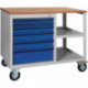 Etabli PW700 L885xP700xH805mm hêtre multipl. gris clair/bleu gentiane 2 tiroirs