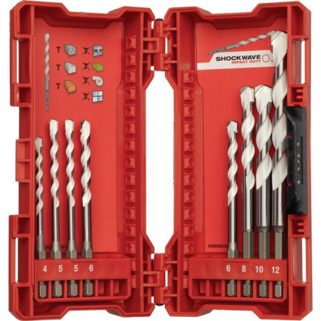 Jeu de forets universels SHOCKWAVE™ 8 pièces 4/5/6/8/10/12 mm 6 pans MILWAUKEE 