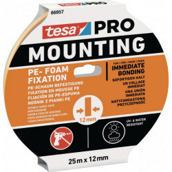 Bande adhésive de montage Mounting PRO PE-Fixation 66957 blanche longueur 25 m l (Par 24)