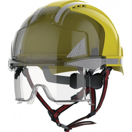 Casque d'escalade industriel EVO® VISTAlens® Dualswitch™ jaune/ABS fumé 