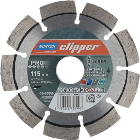 Disque diamanté 4 x 4 Explorer D. 115 mm perçage de 22.23 mm pour me 