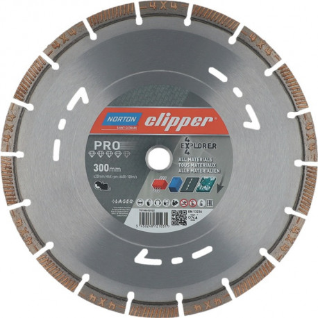 Disque diamanté 4 x 4 Explorer D. 300 mm perçage de 20 mm pour tronç 