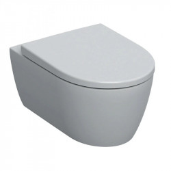 WC à fond creux Geberit iCon Rimfree fermé. Forme avec siège de toilette blanc