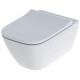 WC à fond creux Geberit SMYLE Square Rimfree fermé. Forme avec siège de toilette blanc