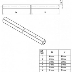 Carré porte OGRO 120 FS SECURE 9mm TS 93-99mm broche pleine fendue OGRO