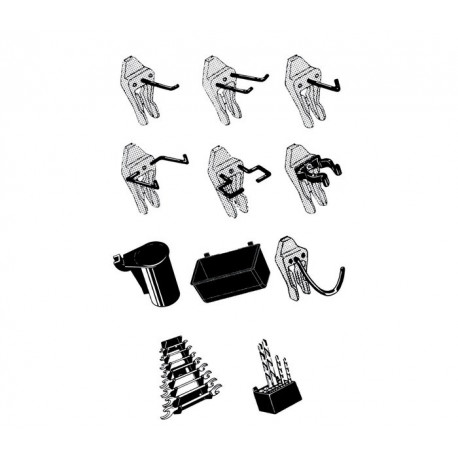 Ensemble de crochets pour outils Clip Mix 84 assortis 84 pièces. a. acier et POM pour le numéro d'article 795605,795584,795698-699 RAACO