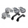Accessoires pour support double, jeu de 6 roulettes et poignées. 4 roulettes 2 poignées pour trépieds doubles RAACO