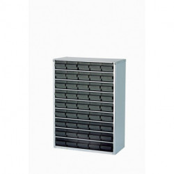 Casier de rangement pour petites pièces B.306xT.150xH.417mm 45 tiroirs noir a.Bâtiment ESD-PP galvanisé avec câble de mise à la terre RAACO
