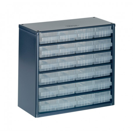 Casier de rangement pour petites pièces acier 624-01 B.306xT.150xH.283mm 24 tiroirs RAACO