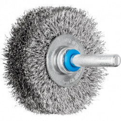 Brosse plate RBU 5015/6 INOX 0,20 D. 50 mm 6 mm épaisseur de fil 0,2 mm VA 15 mm 15000 min-¹ Vitesse de rotation maxi. 15000 min-¹ PFERD