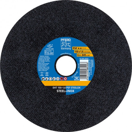Disque à tronçonner PSF STEELOX D150x16 mm droit INOX perçage 22,23 mm PFERD (Par 25)