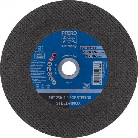 Disque à tronçonner SGP STEELOX D230x19 mm droit INOX perçage 22,23 mm PFERD (Par 25)