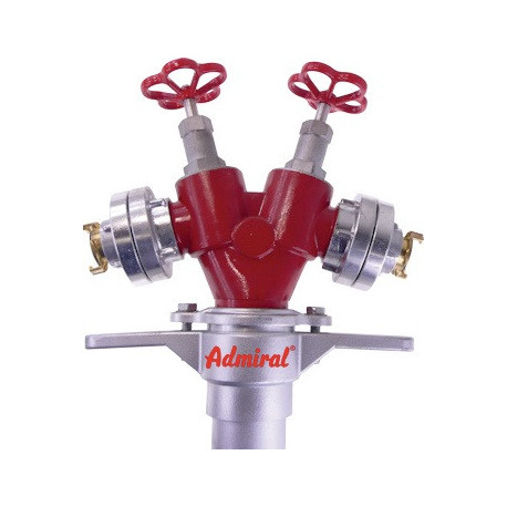 Tube vertical d'hydrante STORZ Alu.DN 80 2xsortie raccord rapide,2 vannes ADMIRAL