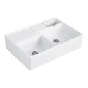 Evier Tradition (2 cuves), Modules, 895 x 220 x 630 mm, Installation sur un meuble sous lavabo ou bien fixé au mur , 2 cuves pouvant être fermées, inclus Vide-sauce transparent, Vidage automatique et Set de fixation Stone White CeramicPlus