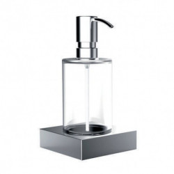 Distributeur de savon liquide emco liaison, cristal clair. Pompe en métal. chrome