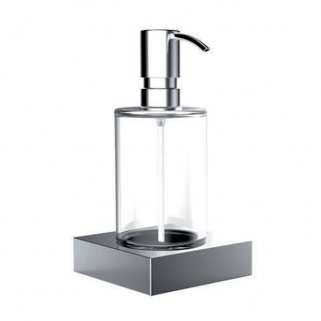 Distributeur de savon liquide emco liaison, cristal clair. Pompe en métal. chrome