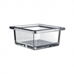 Bol en verre carré. 97.5x48x97.5mm. chromé