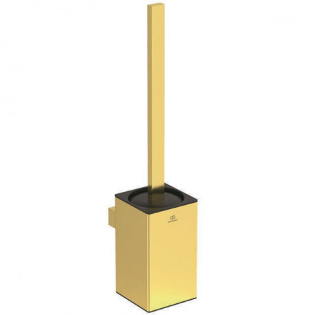 Set brosse WC CONCA carré, avec support mural or brossé IDEAL STANDARD