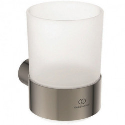 Brosse à dents en verre CONCA ronde, avec support mural silver storm IDEAL STANDARD