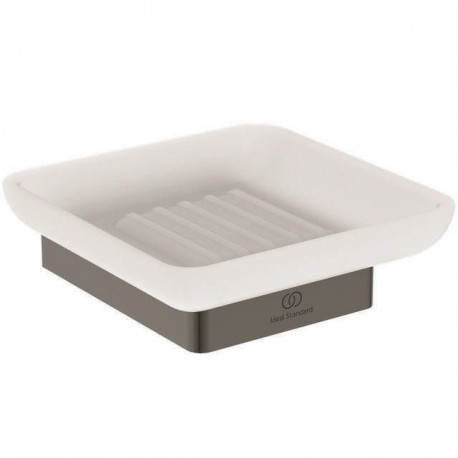 Porte-savon CONCA carré, avec support mural magnétique gris IDEAL STANDARD