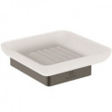 Porte-savon CONCA carré, avec support mural magnétique gris IDEAL STANDARD