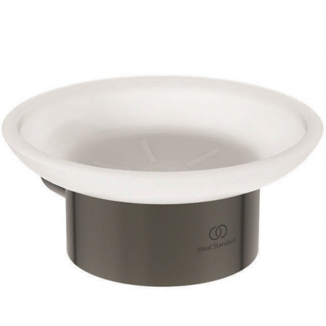 Porte-savon CONCA rond, avec support mural magnétique gris IDEAL STANDARD
